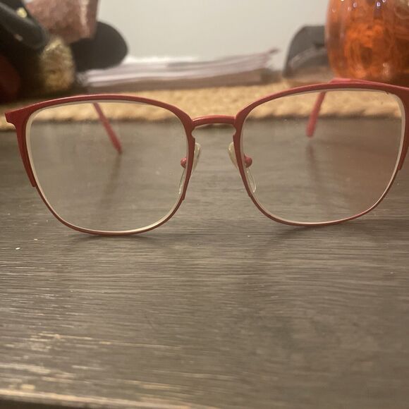 NOS Vintage Nordic Germany Red Metal Eyeglasses Frames 55-18-135-43-48 - Picture 1 of 6